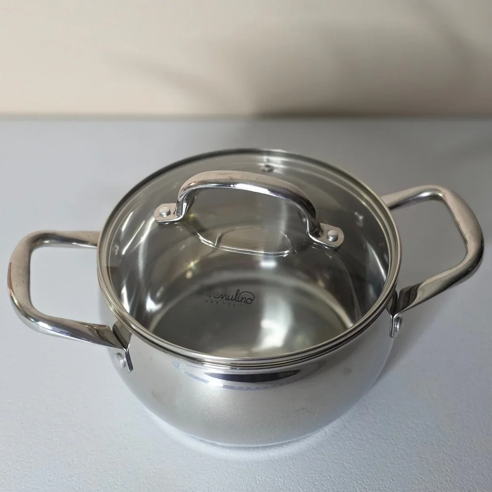 Mulino New York Casserole Pot with Lid Silver Stainless Steel 4 QT Induction